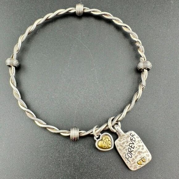 Brighton Daughter & Mother Forever Charm Silver & Gold rope Bangle bracelet - Picture 3 of 4